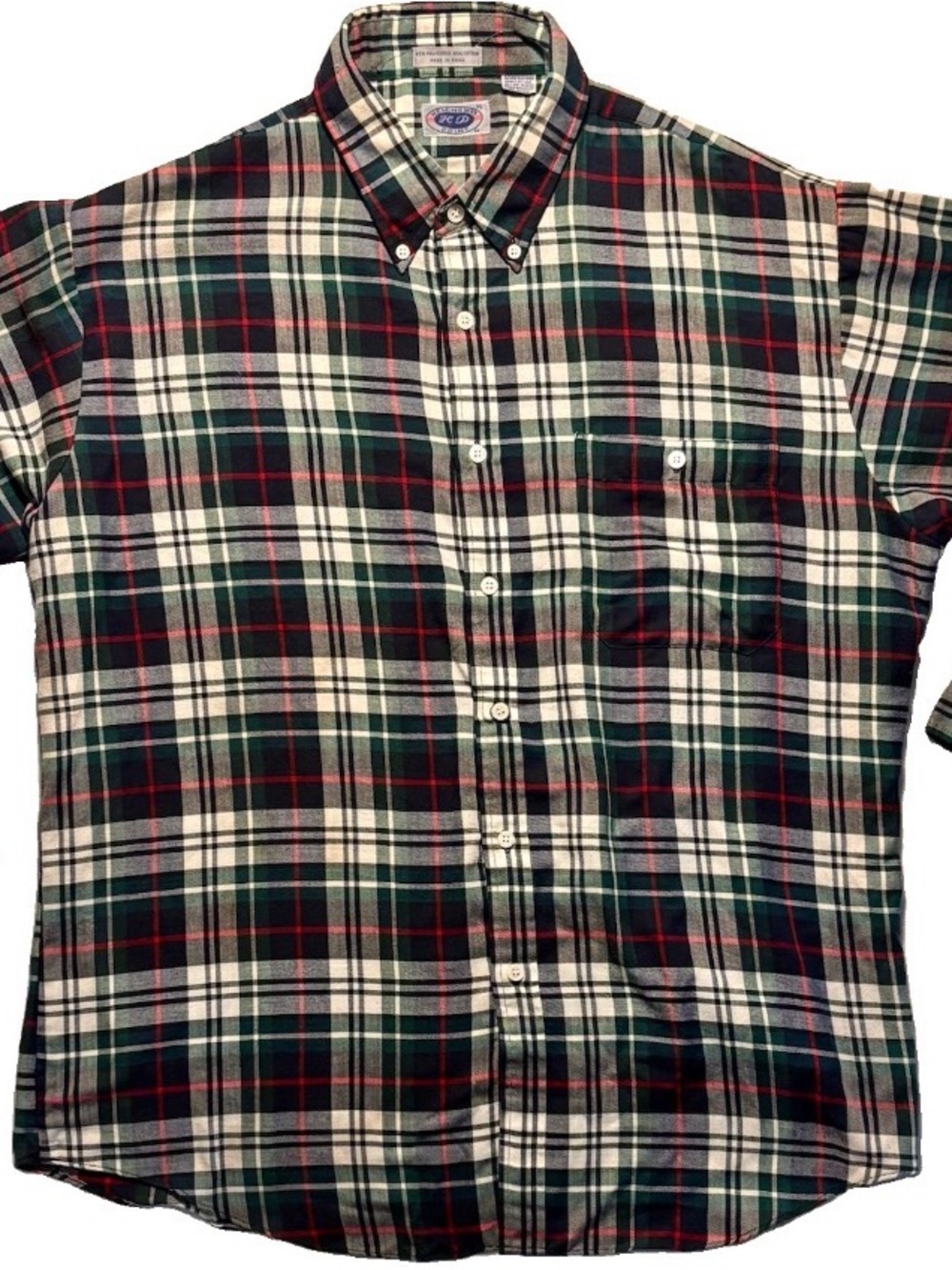 Hemingway Point Button-Down Plaid Casual Shirt - Green, White & Red